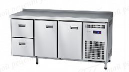 Стол холодильный СХС-70-02 неохлаждаемая столешница с бортом (дверь, дверь, ящики 1/2) (24120011130)