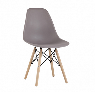 Стул Eames с жестким сиденьем (деревянный каркас) (упак. 4шт) темно-серый, ножки светлое дерево-1