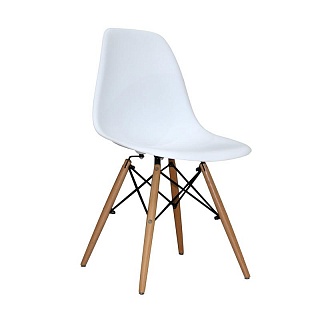 Стул для столовых Eames белый (пластик/металл/деревянные ножки)-1